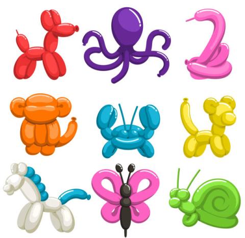 Examples of balloon sculptures.