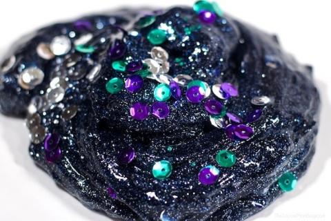 Black slime with glitter