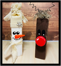 Snowman and Reindeer Woodblock