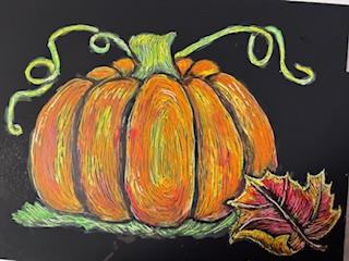 an acrylic painting of a pumpkin
