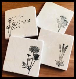 Coasters with floral tattoo