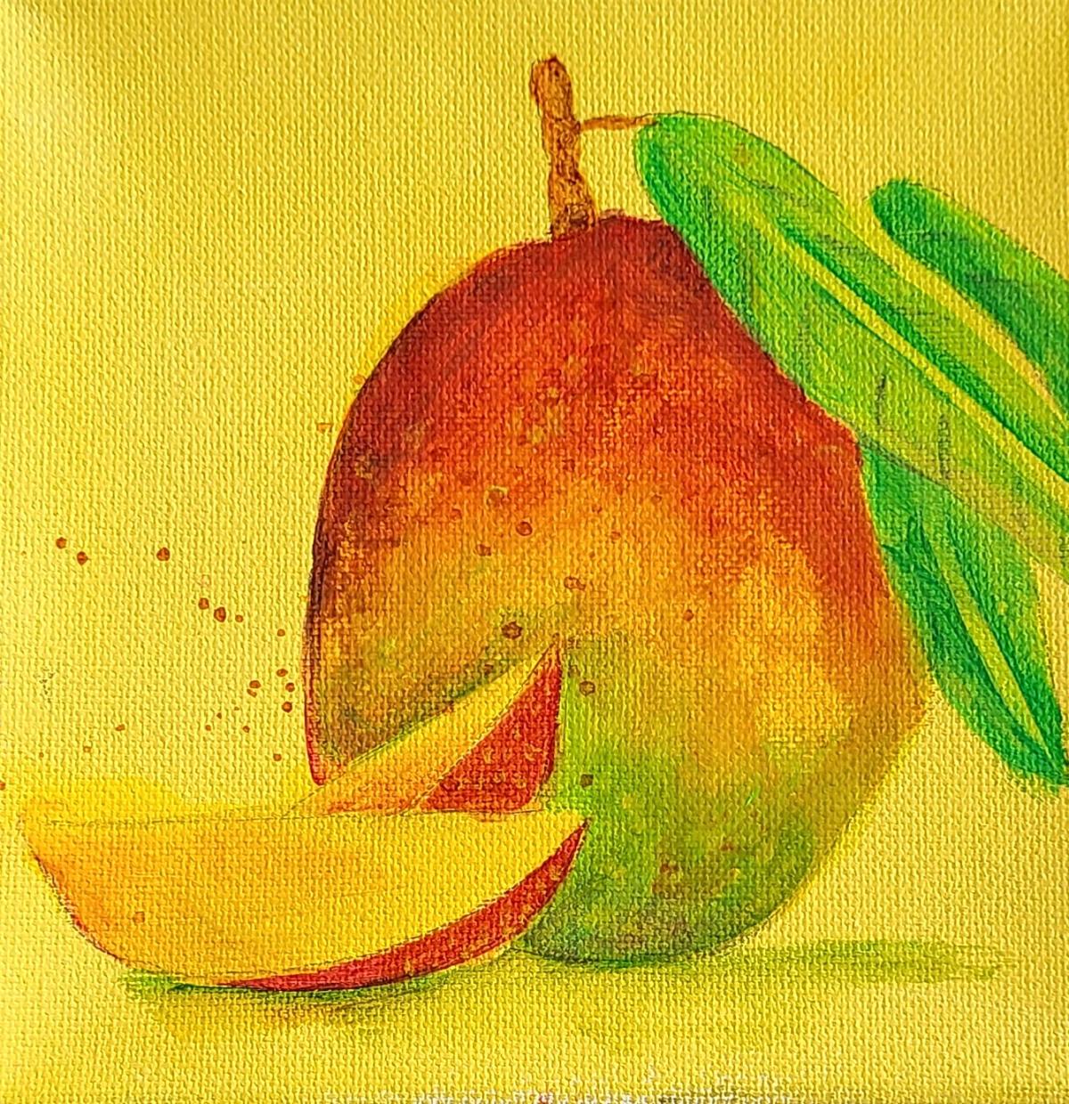 An acrylic painting of a mango