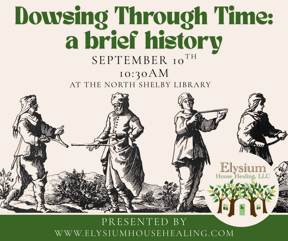 Graphic with the words Dowsing Through Time: A brief history
