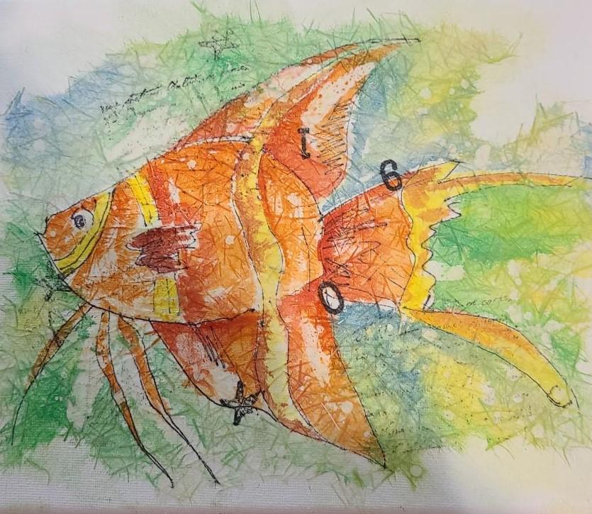 batik orange fish